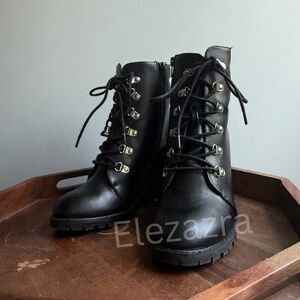 Diba Black Heeled Boots 7.5